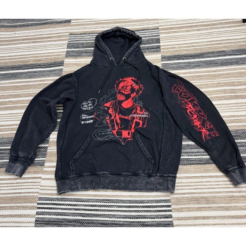 Corpse Husband Mens Hoodie Sweatshirt Emo Gothic Rap Graphic Black Size Medium